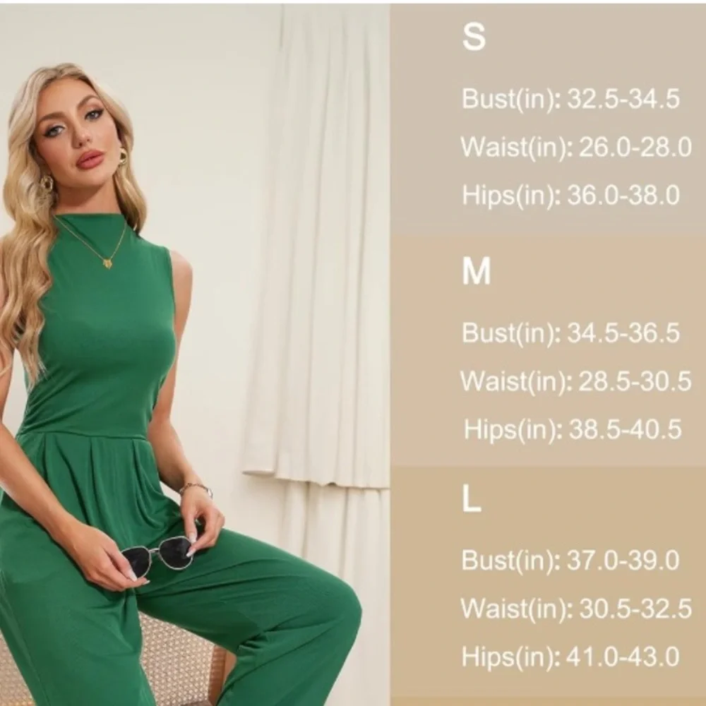 NWT Tapata Green Sleeveless Ribbed Jumpsuit Size S - Picture 5 of 5